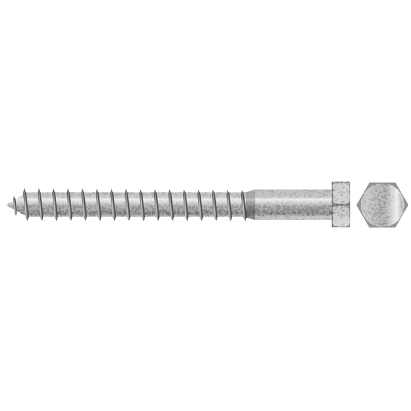 Seachoice Lag Screw, 5/16 in, 3 in, Hot Dipped Galvanized Hex 1513